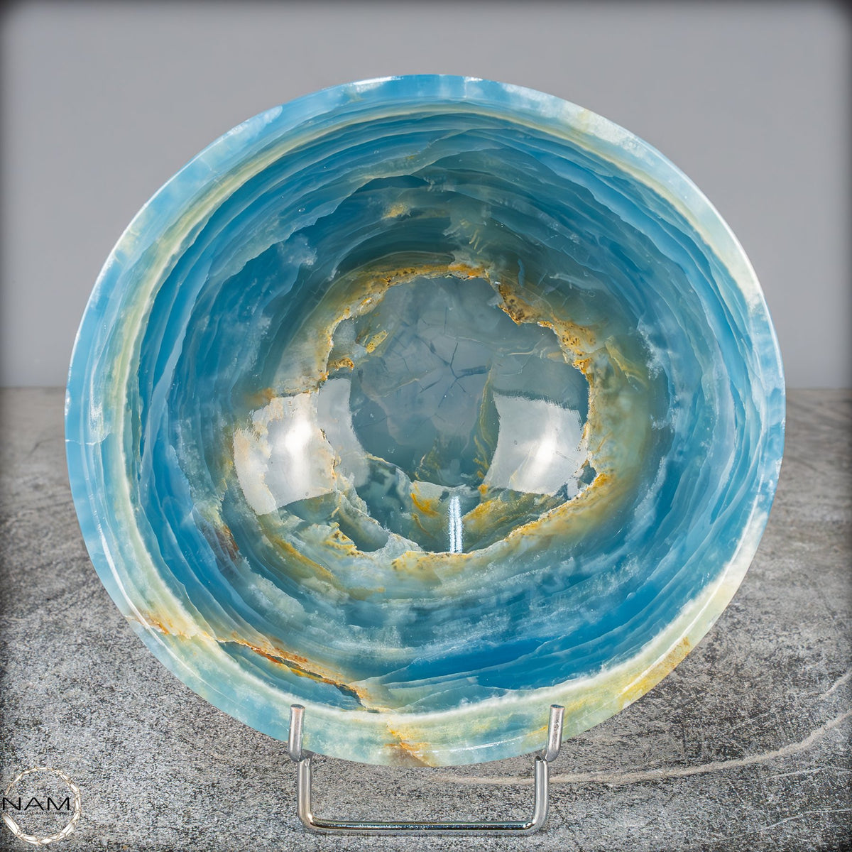 Seltene Natürlich Blaue Onyx-Kristall Schale/Schüssel, Argentinien - 632,84g