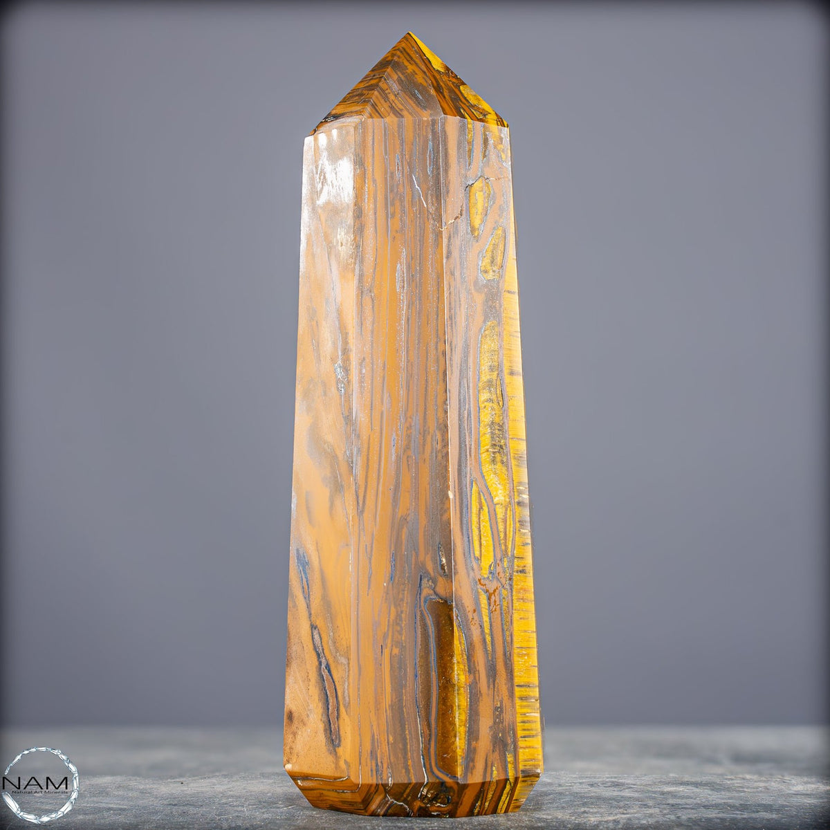 Natürlicher Tigerauge-Obelisk - 912,17g