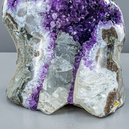 Perfekte  Amethyst-Druse mit Calcit kristallen - 3709,25g