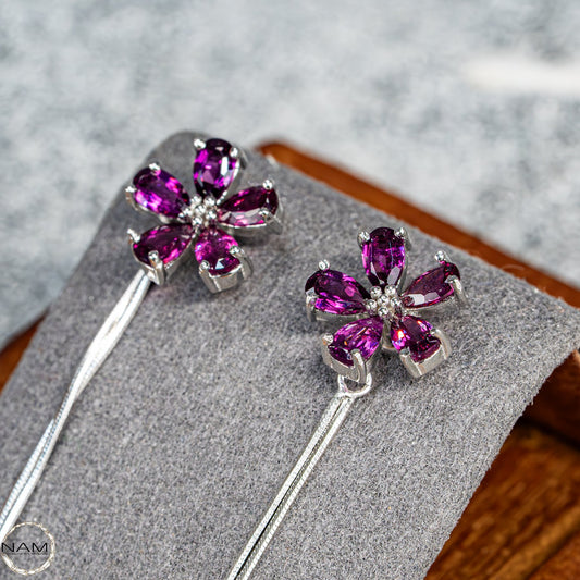 Florale Eleganz – Ohrringe mit natürlichen Padparadscha-Saphiren aus Tansania 3,16g  15,8ct