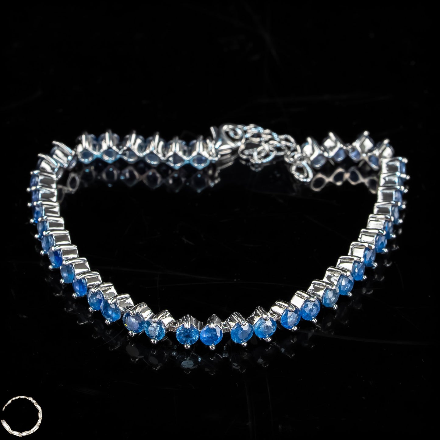 Saphir-Armkette – Zeitlose Eleganz in königlichem Blau aus 925er Silber -9,03g 45,15ct