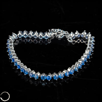 Saphir-Armkette – Zeitlose Eleganz in königlichem Blau aus 925er Silber -9,03g 45,15ct