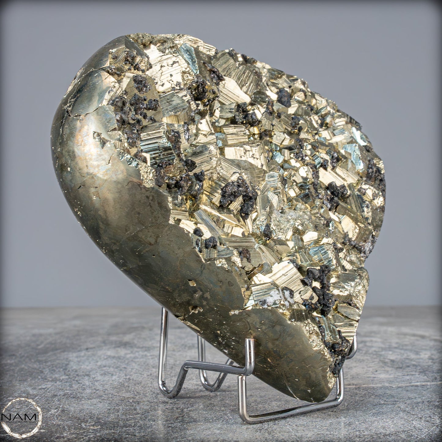 Natürliches Pyrit, Quarz und Galena Kristall Herz/Druse - 2721,21g