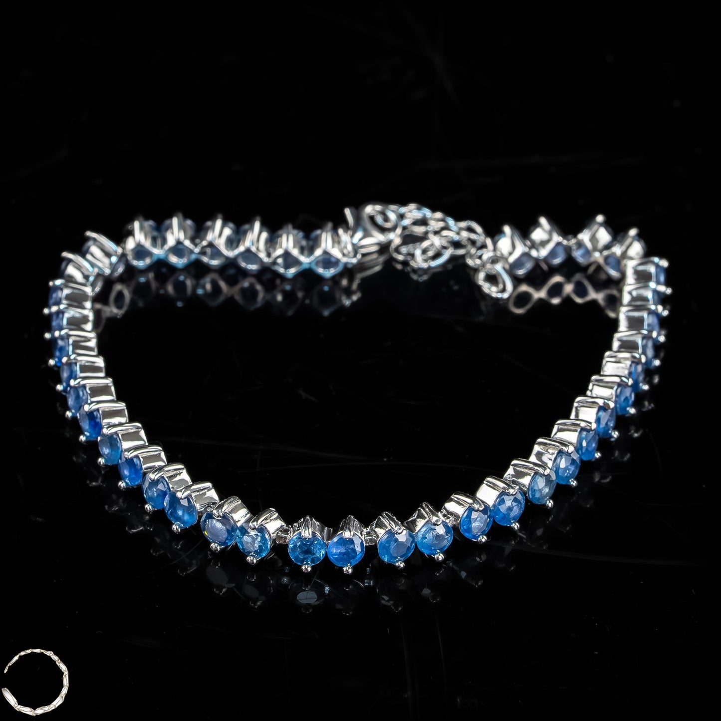 Saphir-Armkette – Zeitlose Eleganz in königlichem Blau aus 925er Silber -9,03g 45,15ct