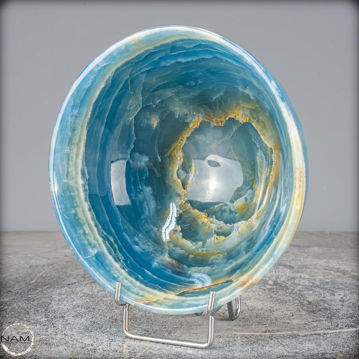 Seltene Natürlich Blaue Onyx-Kristall Schale/Schüssel, Argentinien - 632,84g