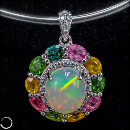 Welo Opal & Turmalin Anhänger – Farbenpracht in vollendeter Harmonie 3,47g 17,35ct