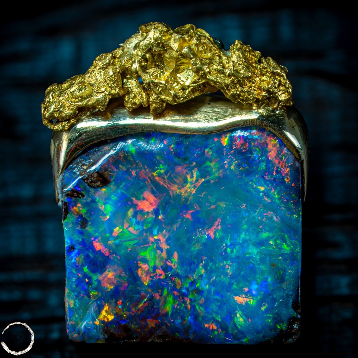 Natural Boulder Opal, Natürliches Goldnugget, 18K Gold Nugget - 3,968g