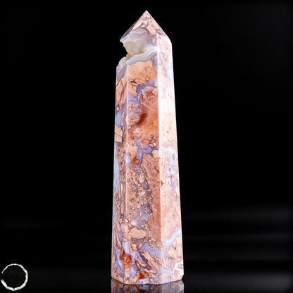 Cotton Candy Achat Obelisk – Sanfte Farben, kraftvolle Eleganz aus Mexiko -305,36g