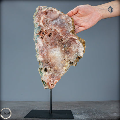 Natürliche Pinker Amethyst-Achat Scheibe auf Ständer - 1780,14g