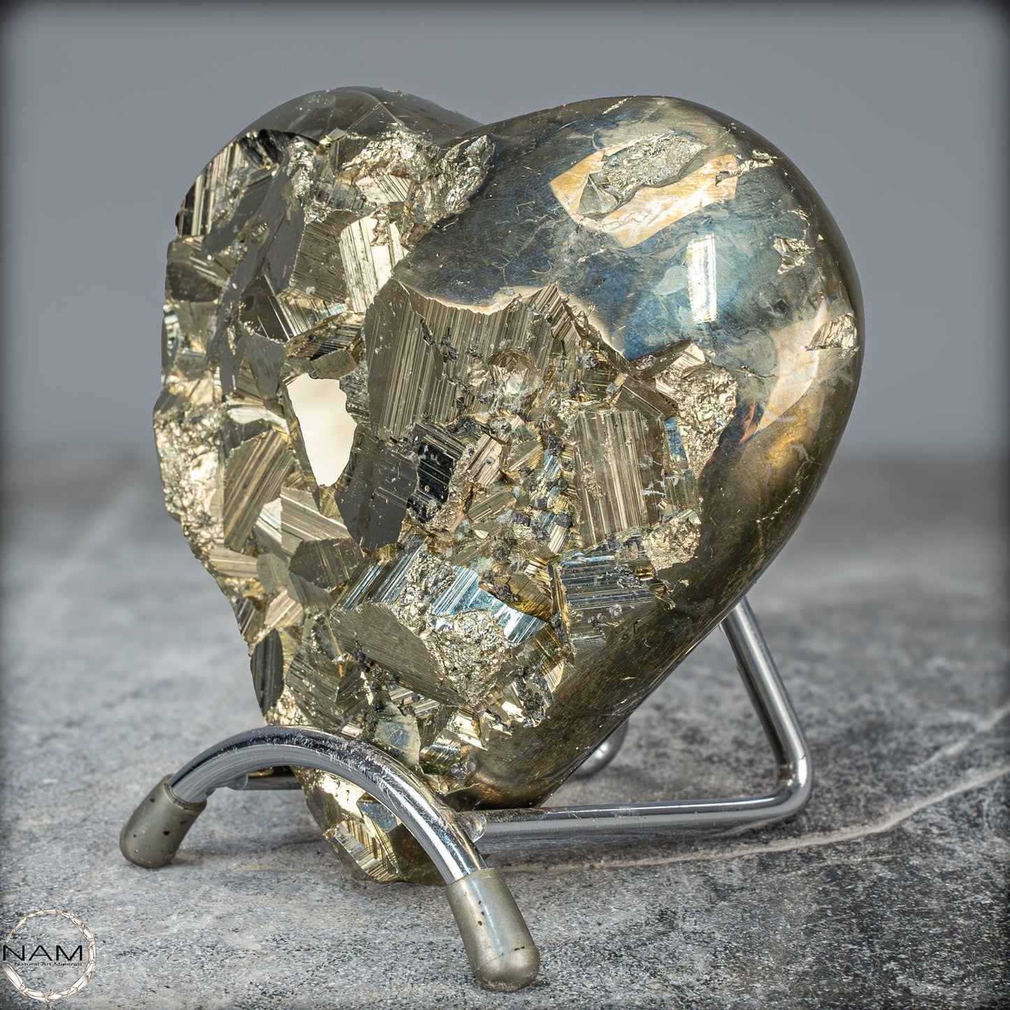 Natürliches Pyrit, Quarz und Galena Kristall Herz/Druse - 1044,28g
