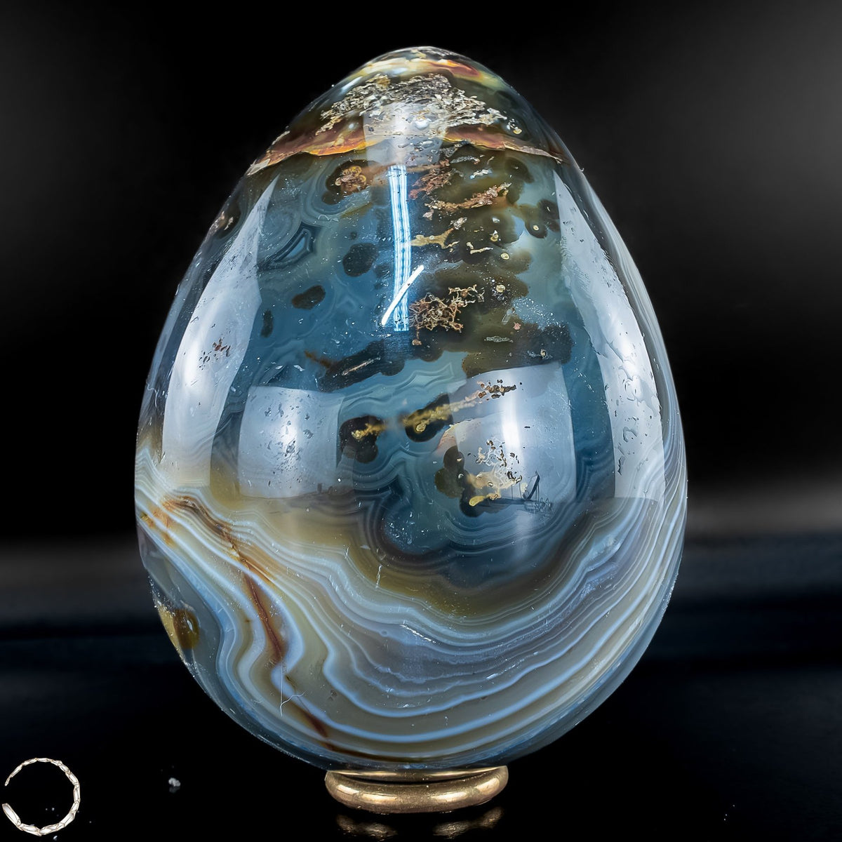 Gebändertes Orca-Achat-Ei – Ein faszinierendes Naturkunstwerk - 1011,49g