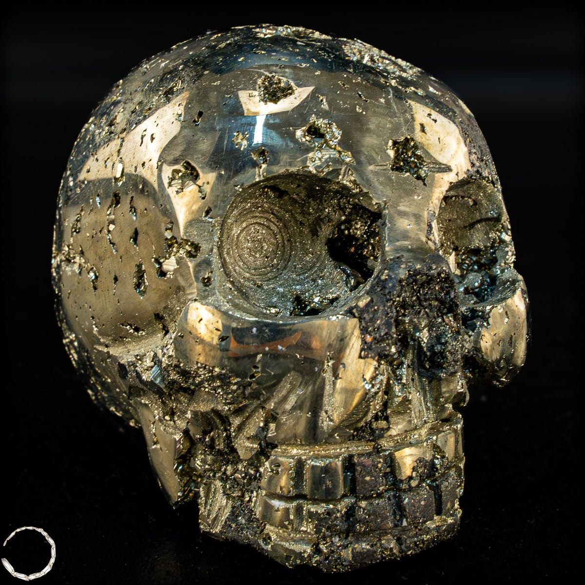 Natürlicher Pyrit Schädel/Totenkopf Skulptur -603,54g