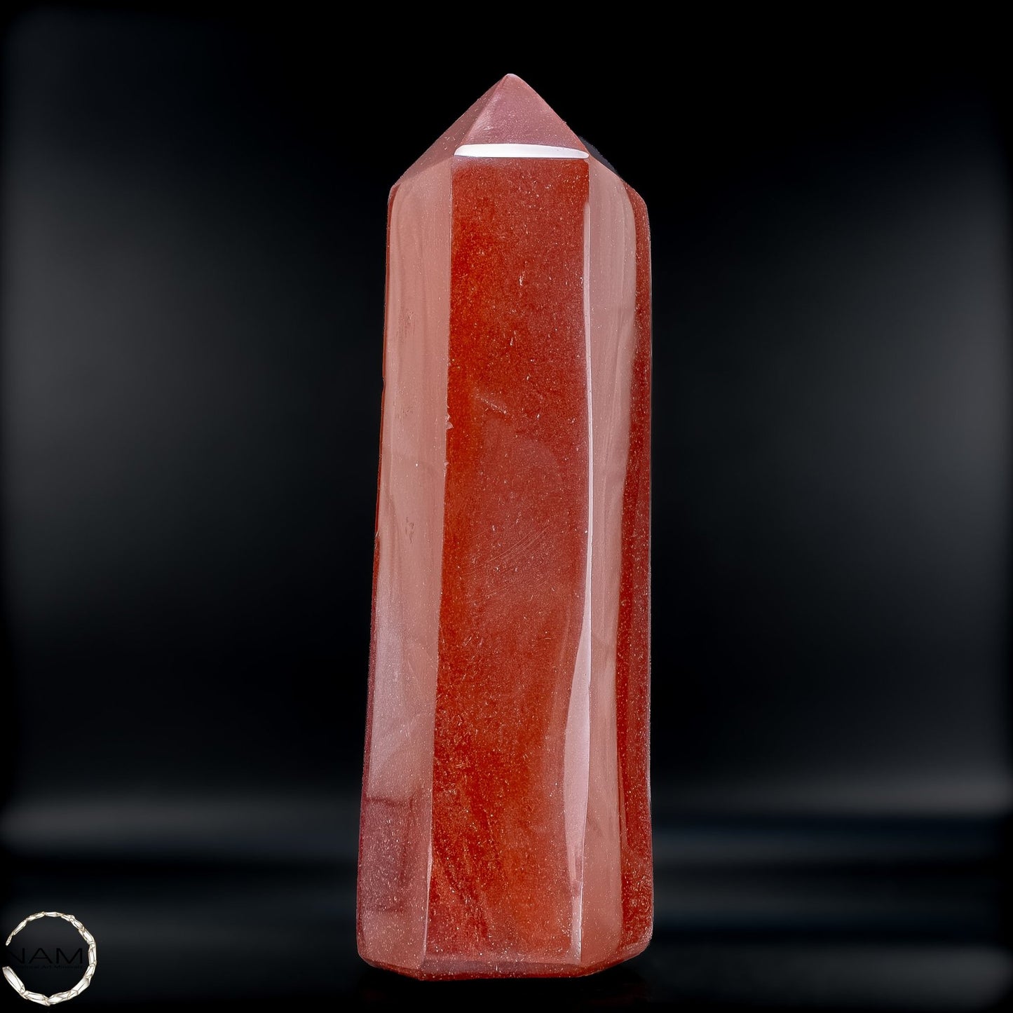 Ozean-Jaspis Obelisk – polierter Naturstein in kräftigem Rot - 1288,52g