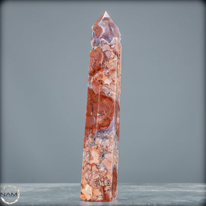 Cotton Candy Achat Obelisk – Sanfte Farben, kraftvolle Eleganz aus Mexiko - 443,16g