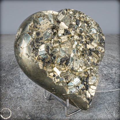 Natürliches Pyrit, Quarz und Galena Kristall Herz/Druse - 2721,21g