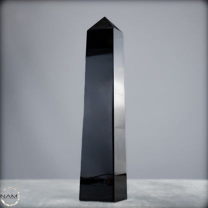 Natürliche Schwarze Obsidian Kristall-Obelisk - 1264,18g