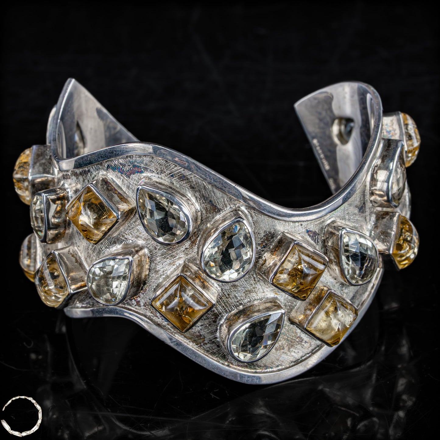 925er Silber Armreif mit Baltischem Bernstein & Labradorit -387,75 ct