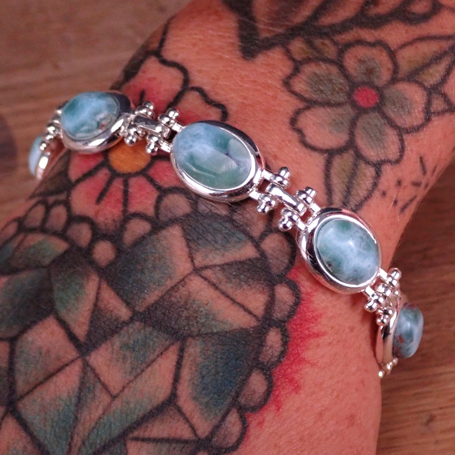 Larimar Armkette 925 Silber 138 ct - 27,6g