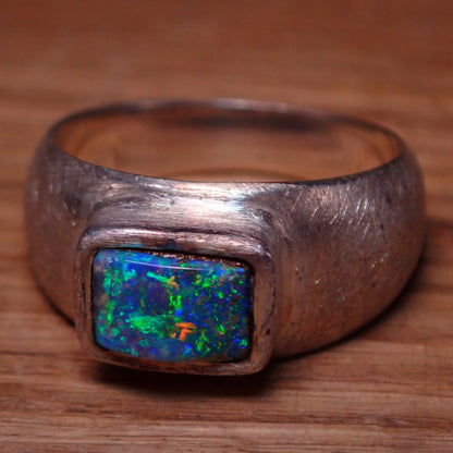 AAA+ Boulder Opal Ring aus Australien 925 Silber, 35.9ct