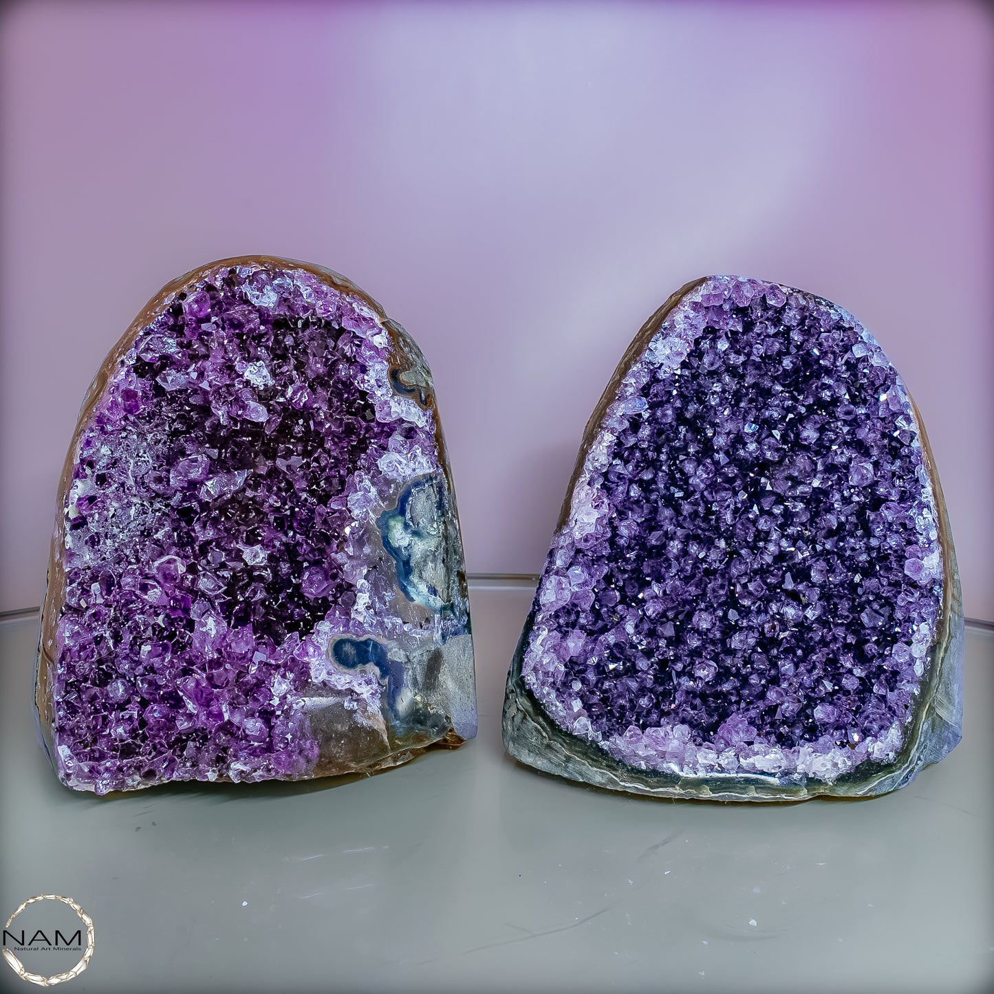 Exklusives Amethyst Drusen Set – Zwei funkelnde Naturkunstwerke– 878,88g