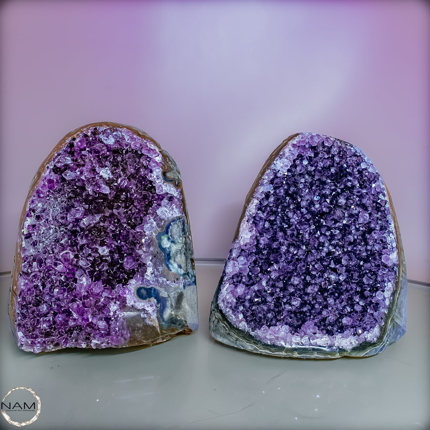 Exklusives Amethyst Drusen Set – Zwei funkelnde Naturkunstwerke– 878,88g