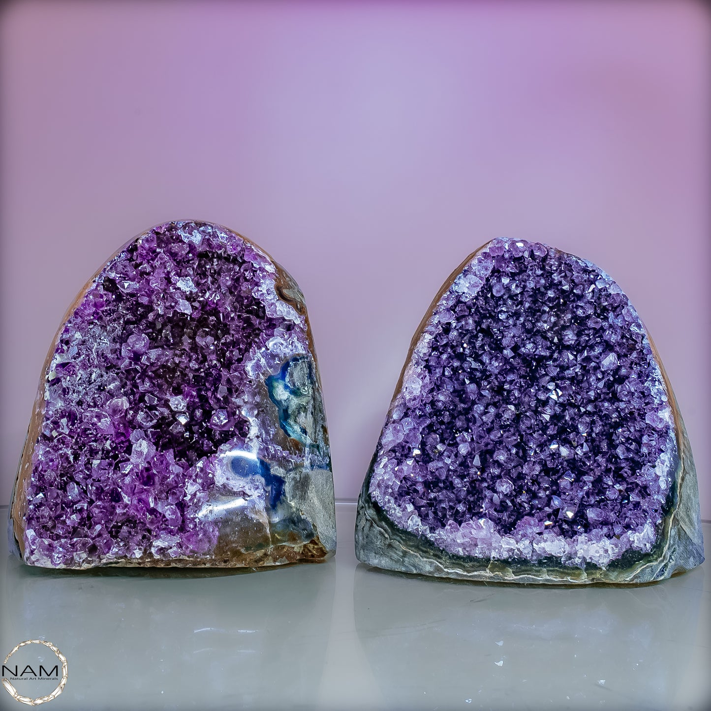 Exklusives Amethyst Drusen Set – Zwei funkelnde Naturkunstwerke– 878,88g