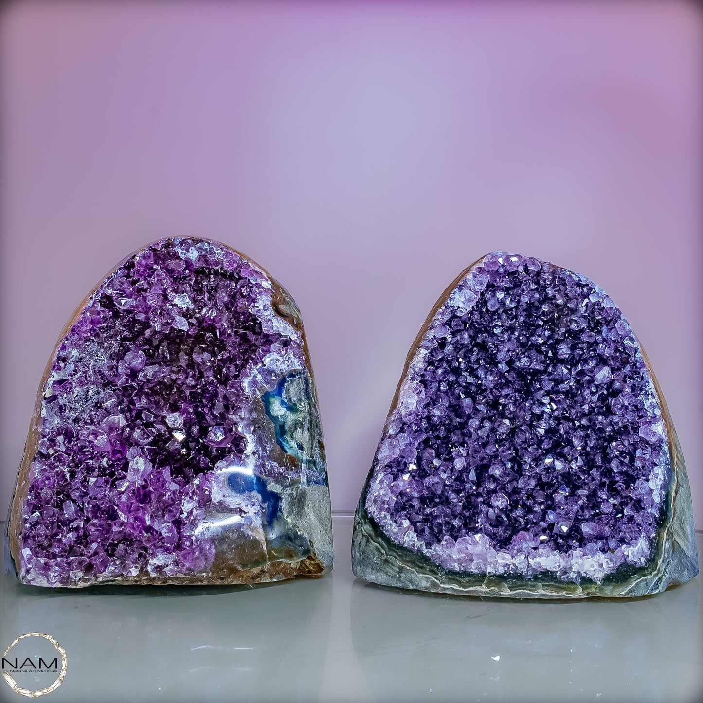 Exklusives Amethyst Drusen Set – Zwei funkelnde Naturkunstwerke– 878,88g