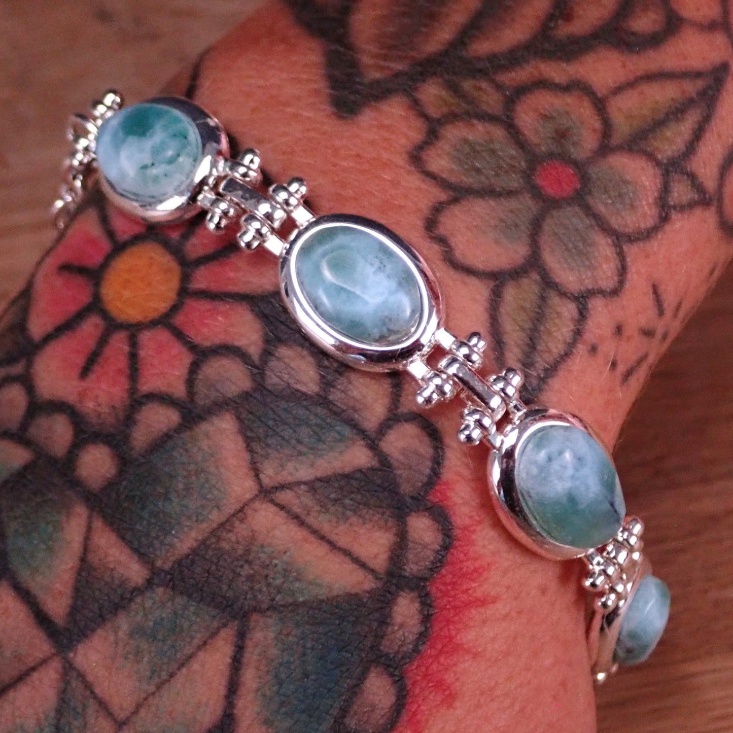 Larimar Armkette 925 Silber 138 ct - 27,6g