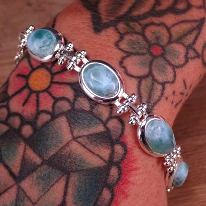 Larimar Armkette 925 Silber 138 ct - 27,6g