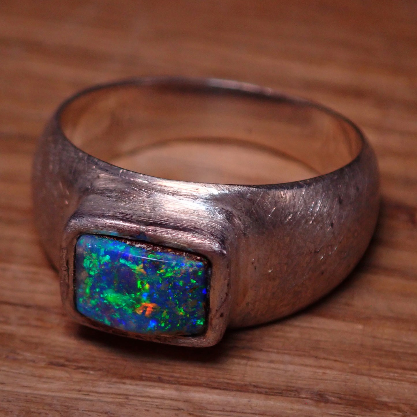 AAA+ Boulder Opal Ring aus Australien 925 Silber, 35.9ct