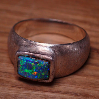 AAA+ Boulder Opal Ring aus Australien 925 Silber, 35.9ct