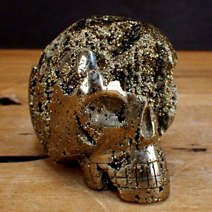 Großer Pyrit Schädel/Totenkopf Skulptur - 2165,51g