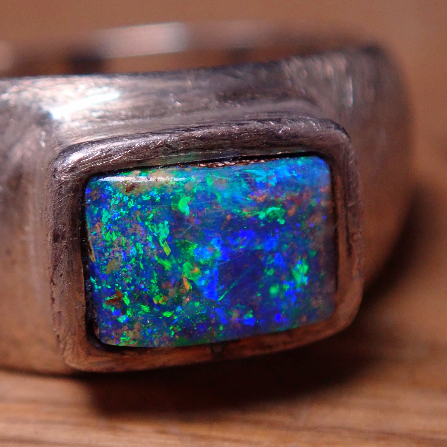 AAA+ Boulder Opal Ring aus Australien 925 Silber, 35.9ct