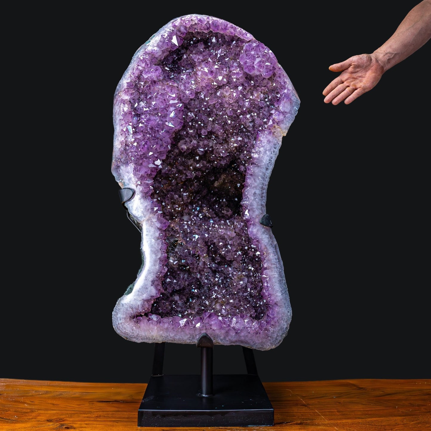 Natürliche Amethyst-Kristalle/Druse auf Ständer - 57339g