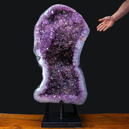 Natürliche Amethyst-Kristalle/Druse auf Ständer - 57339g