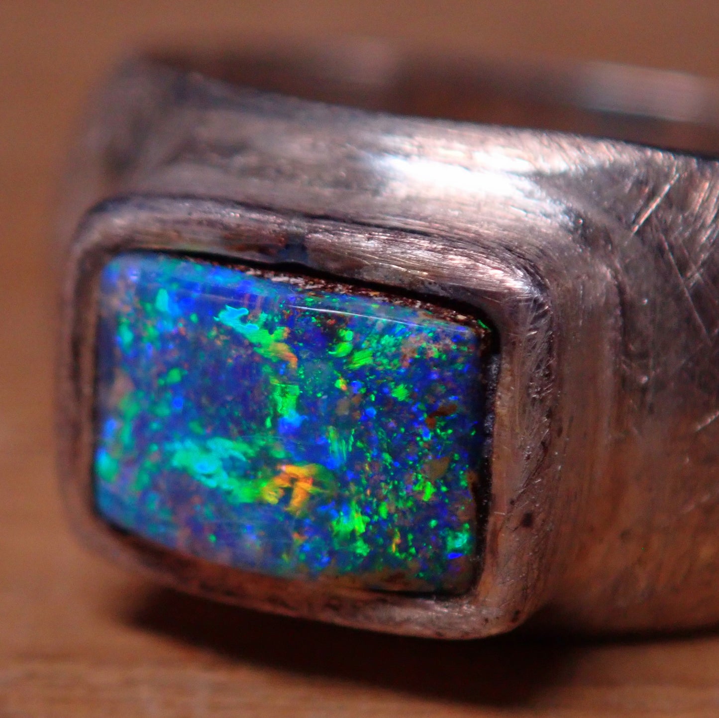 AAA+ Boulder Opal Ring aus Australien 925 Silber, 35.9ct