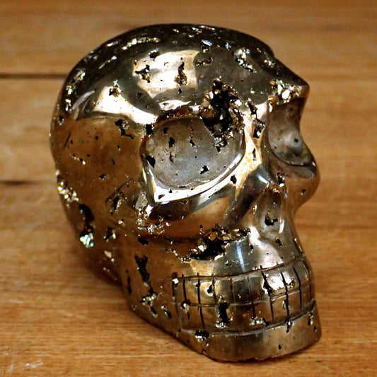 Pyrit Schädel/Totenkopf Skulptur - 704,48g