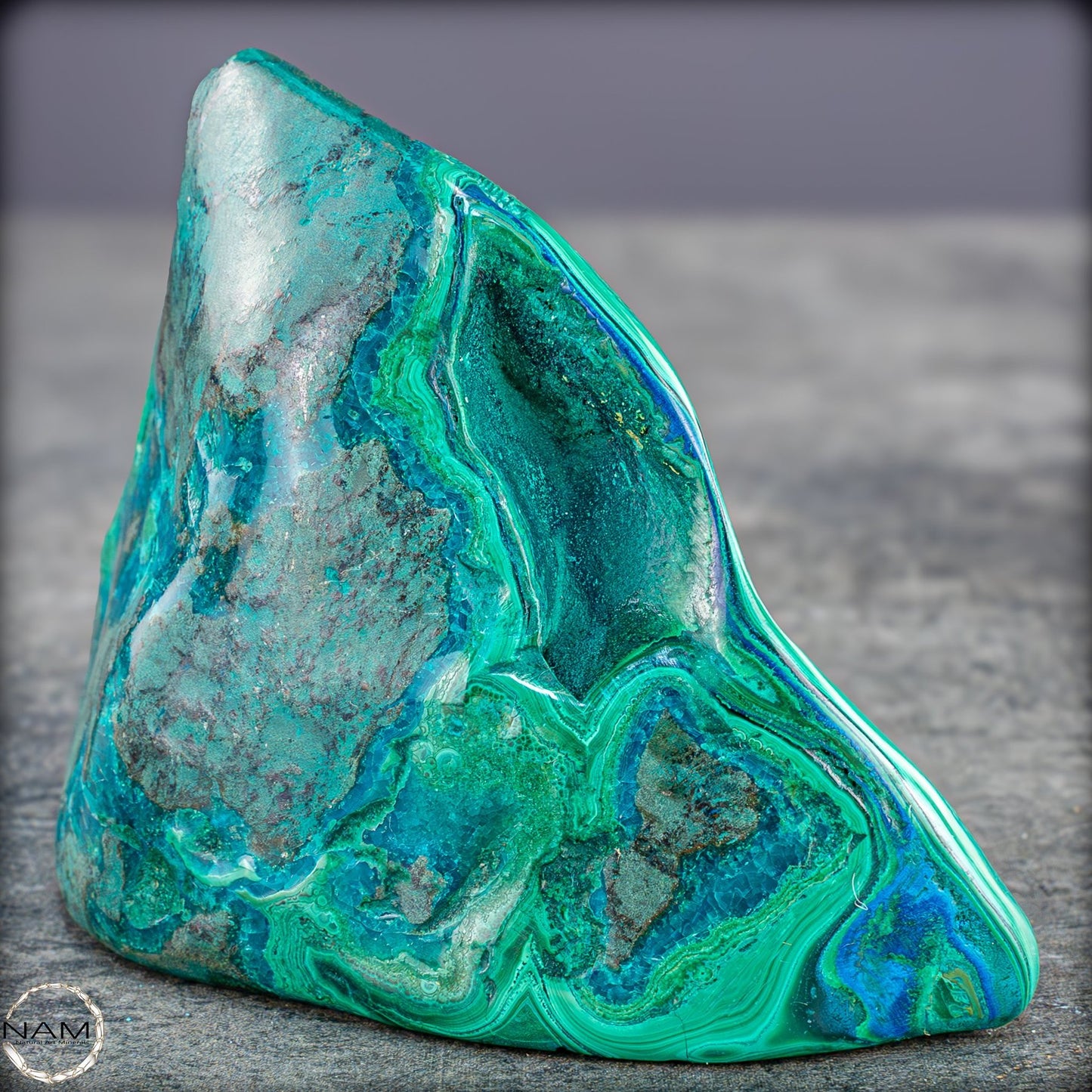 Botryoidaler Chrysokolla, Malachit und Azurit, sehr selten - 255,34g