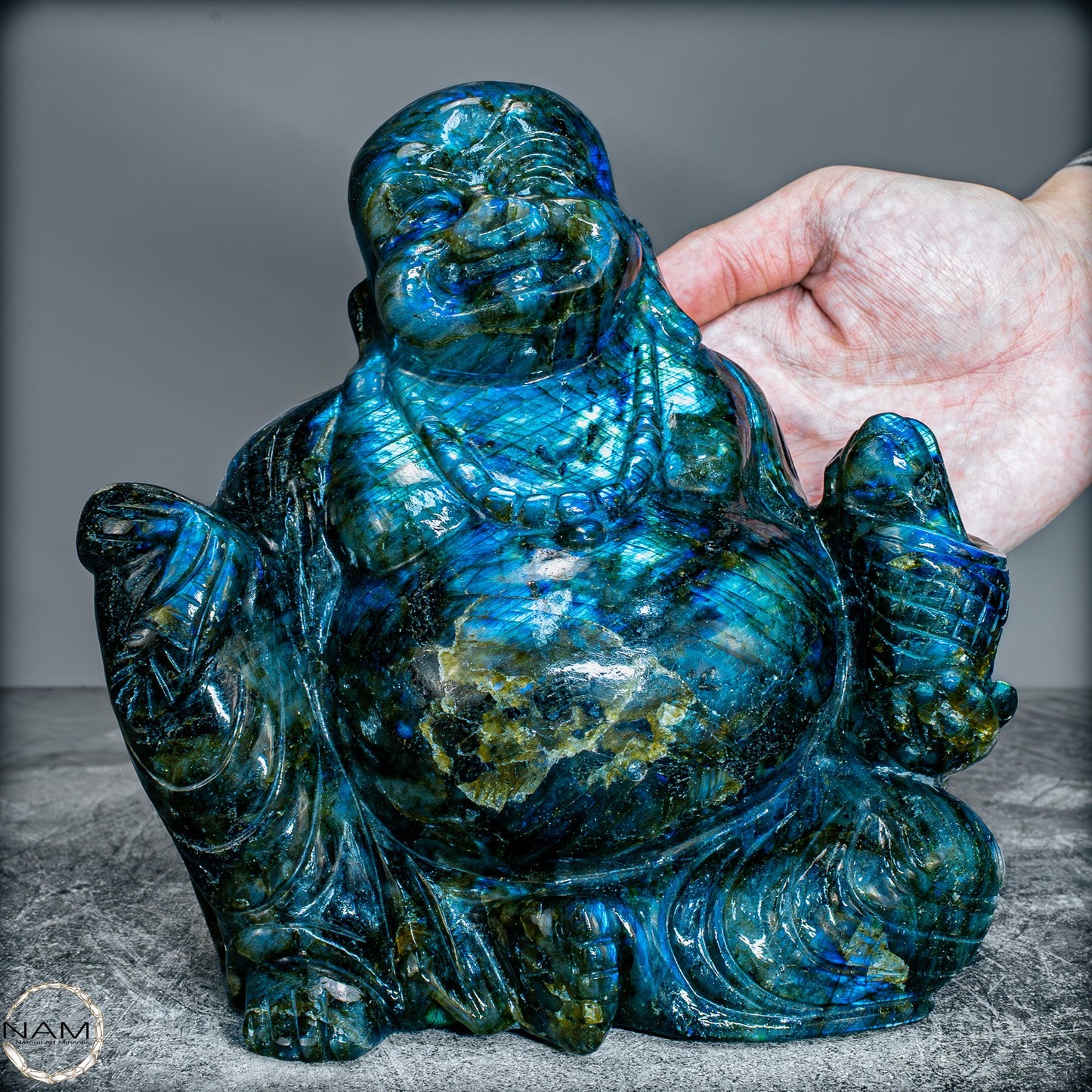 Natürlicher Labradorit Buddha von Höster Qualität - 3656,27g