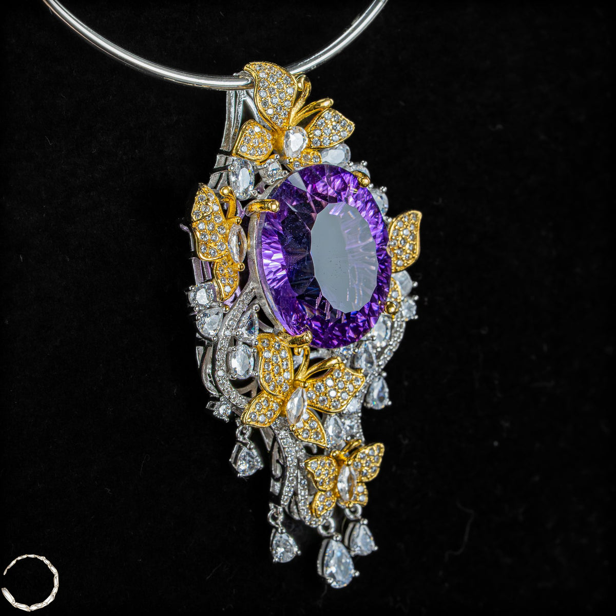 Prunkvoller Amethyst-Anhänger – vergoldetes Silber  20,68g 103,4ct