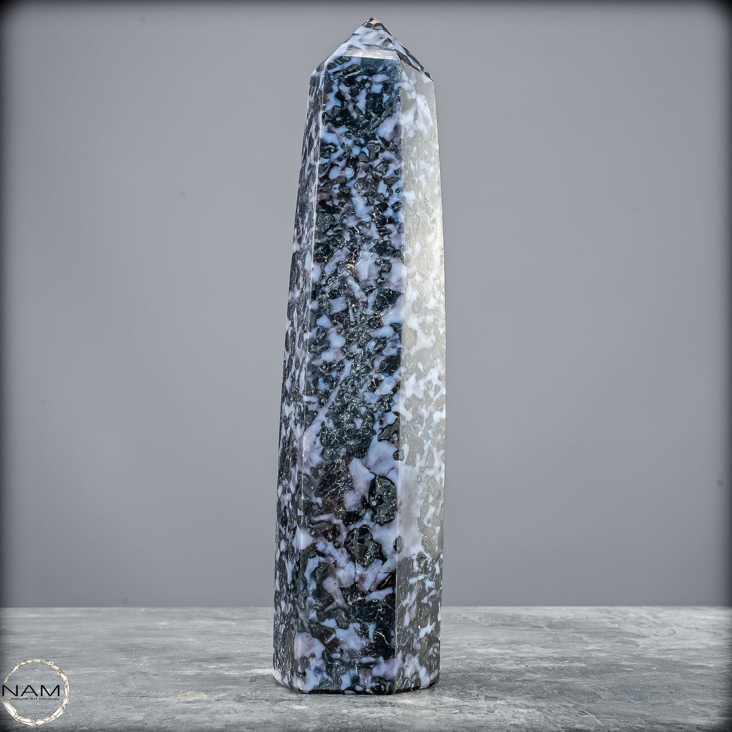 Natürlicher Merlinit (Gabbro) Kristall Obelisk - 821,77g