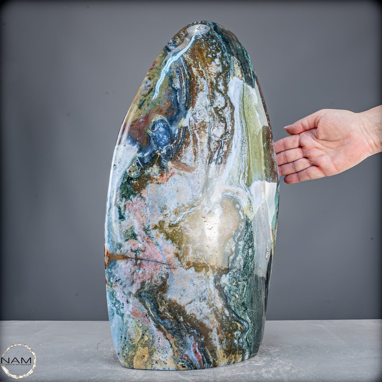 Farben des Ozeans – Ozean-Jaspis in spektakulärer Freiform-29234,11g