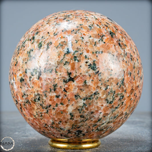 Natürliche Orangencalcit mit Grünem Tourmalin Kristall-Kugel - 1757,27g