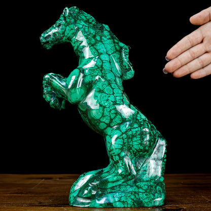 Seltene Skulptur aus Natürlichem Malachit Pferd, Kongo - 2195,47g