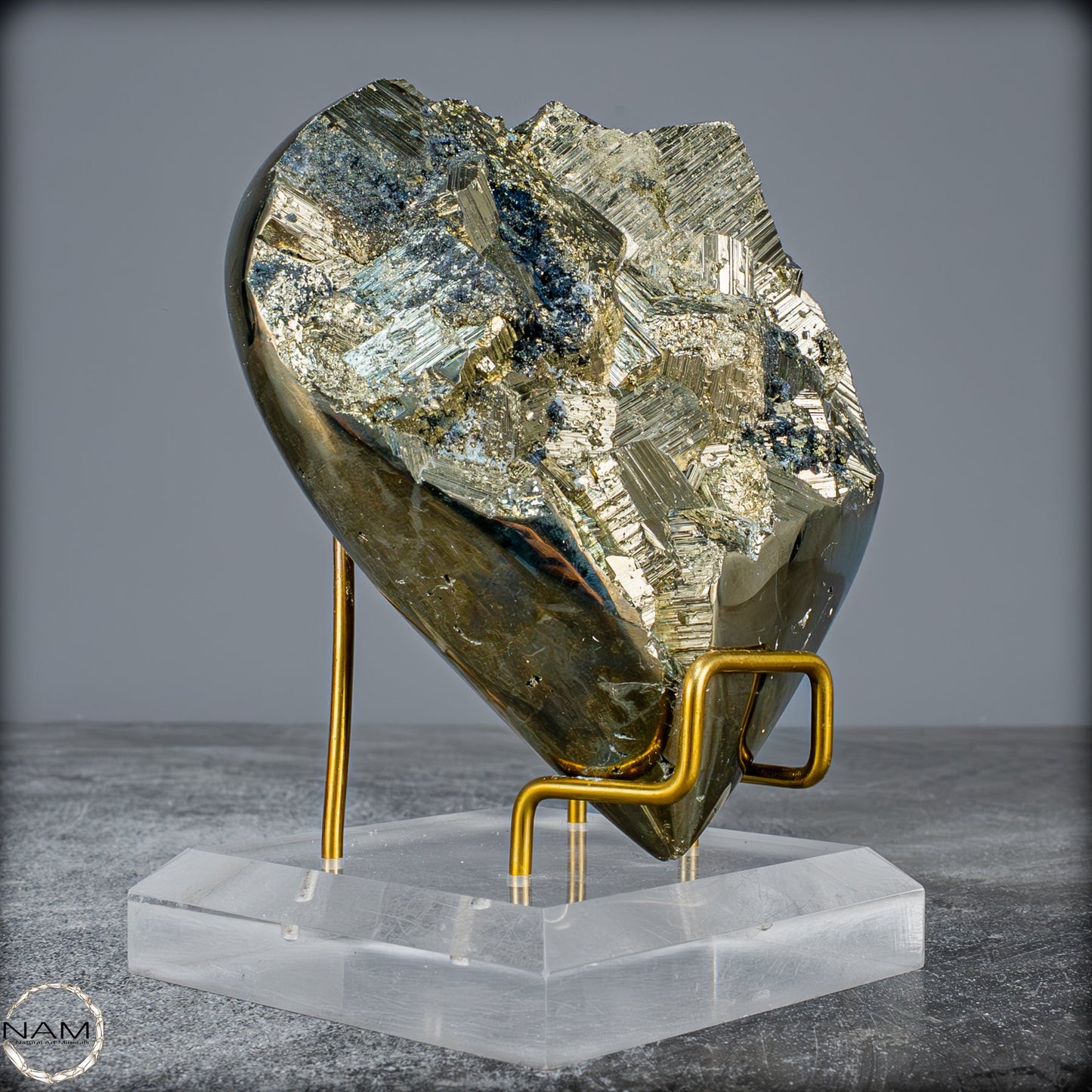 Natürliches Pyrit, Quarz und Galena Kristall Herz/Druse - 1397,97g