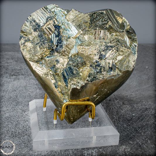 Natürliches Pyrit, Quarz und Galena Kristall Herz/Druse - 1397,97g