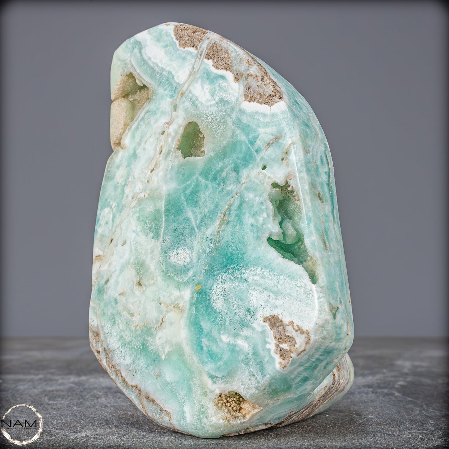 Natürlicher Blau-Grüne Aragonit Kristall-Freiform - 890,17g