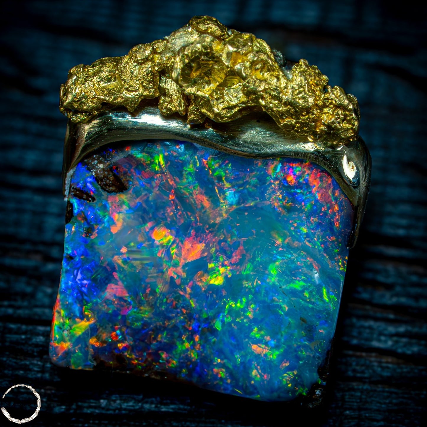 Natural Boulder Opal, Natürliches Goldnugget, 18K Gold Nugget - 3,968g