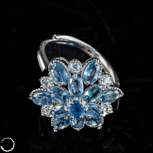 Strahlende Eleganz – Exklusiver Saphir-Ring aus 925er Silber - 3,87g - 19,35ct