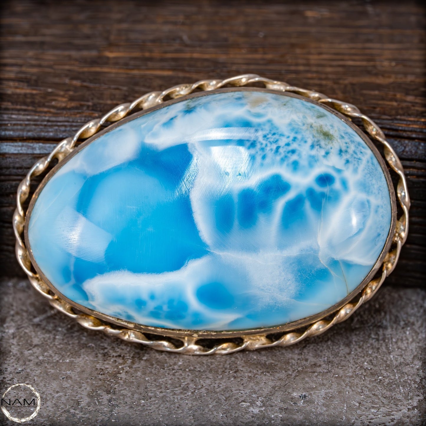 Natürlicher Großer Larimar-Kristall Anhänger in 925 Silber - 200,35ct - 40,07g